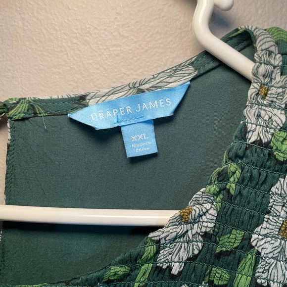 Draper James Dark Green Floral Blouse XXL EUC - Picture 4 of 6